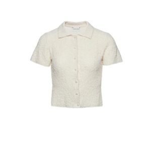 MAGDA BUTRYM BOUCLE KNIT BUTTON UP SHIRT IN CREAM