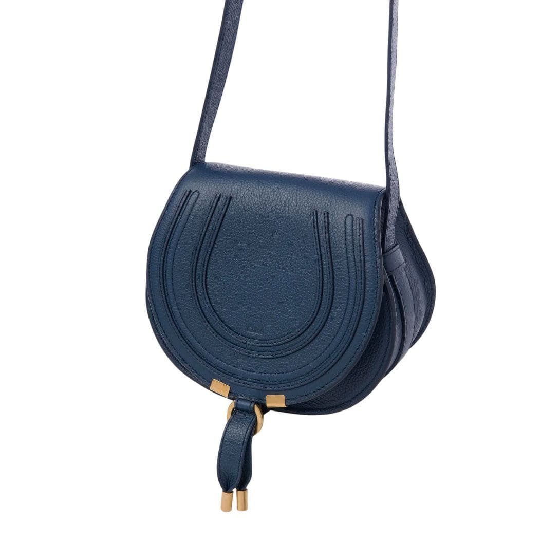 CHLOE MARCIE SMALL SADDLE BAG NAVY - Image 3