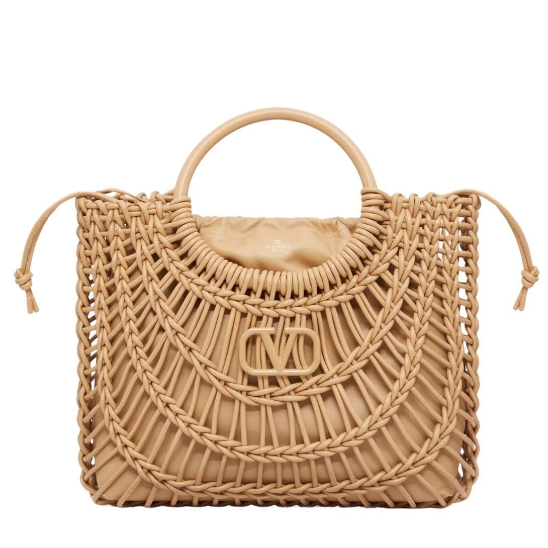 VALENTINO GARAVANI ALLKNOTS WOVEN LEATHER SHOPPER