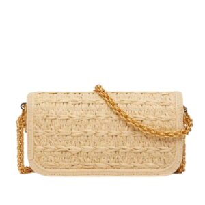 SMALL VALENTINO GARAVANI LOCÒ RAFFIA SHOULDER BAG WITH JEWEL LOGO