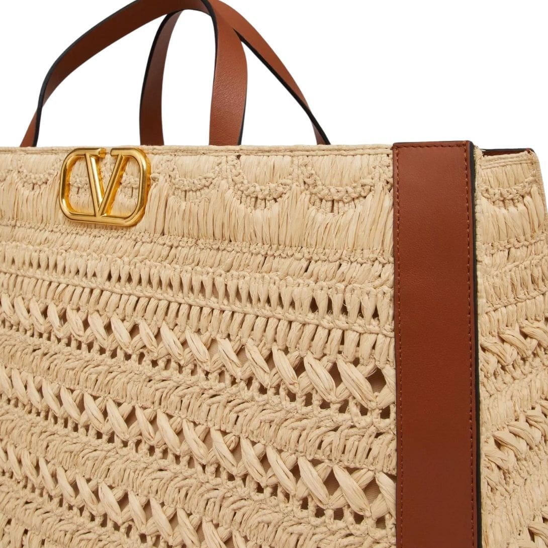VALENTINO GARAVANI VLOGO SIGNATURE EMBROIDERED RAFFIA HANDBAG - Image 5