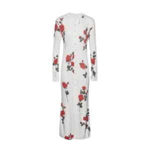 MAGDA BUTRYM ROSE DUSTER CARDIGAN IN WHITE PRINT