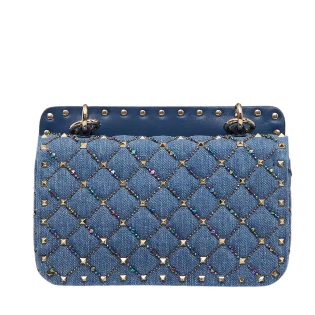 VALENTINO GARAVANI SMALL ROCKSTUD SPIKE EMBROIDERED DENIM BAG - Image 2