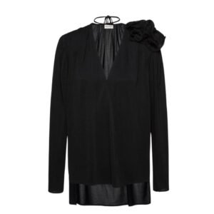 MAGDA BUTRYM CLASSIC JERSEY FLOWER BLOUSON IN BLACK