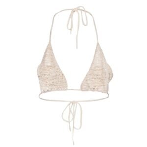 MAGDA BUTRYM CROCHET 3D FLOWER TRIANGLE BRA IN CREAM