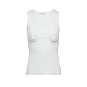 MAGDA BUTRYM CROCHET BRA TANK TOP IN WHITE