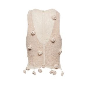 MAGDA BUTRYM CROCHET FLOWER EMBELLISHED TANK TOP IN CREAM