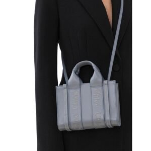 CHLOE MINI WOODY TOTE BAG STORM BLUE