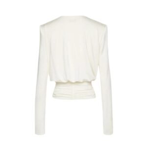 MAGDA BUTRYM LONG SLEEVE DRAPED JERSEY BLOUSE IN CREAM