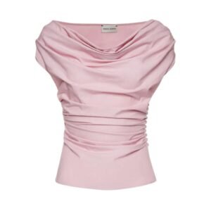 MAGDA BUTRYM OFF SHOULDER DRAPED TOP IN PINK