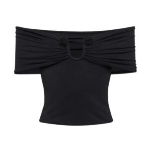 MAGDA BUTRYM OFF SHOULDER JERSEY TOP IN BLACK