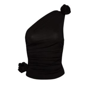 MAGDA BUTRYM ONE SHOULDER T SHIRT IN BLACK