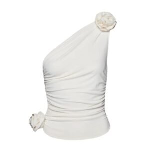 MAGDA BUTRYM ONE SHOULDER T SHIRT IN CREAM