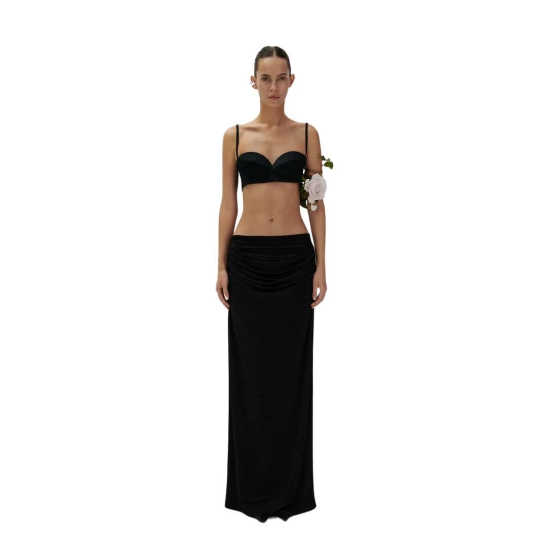 MAGDA BUTRYM ROSE SWEETHEART BRA TOP IN BLACK - Image 3