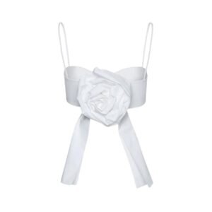 MAGDA BUTRYM ROSE SWEETHEART BRA TOP IN WHITE