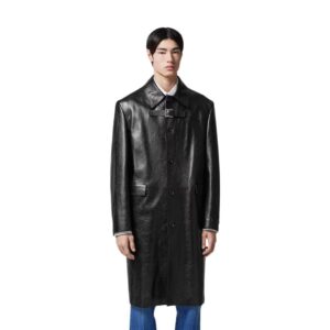 VERSACE LONG LEATHER COAT