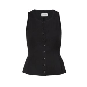 MAGDA BUTRYM ROUND NECK WAISTCOAT IN BLACK