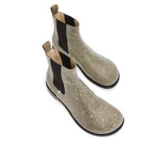 LOEWE CAMPO CHELSEA BOOT IN CALF SUEDE AND ALLOVER RHINESTONES