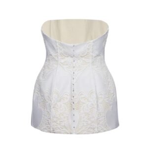 MAGDA BUTRYM STRAPLESS HOURGLASS CORSET IN WHITE LACE