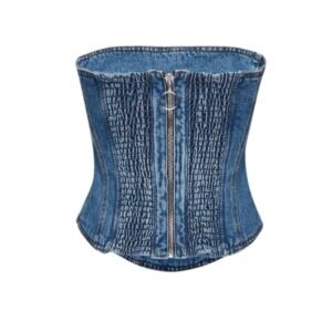 MAGDA BUTRYM STRAPLESS STITCH CORSET IN BLUE