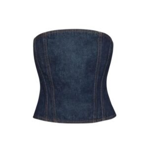 MAGDA BUTRYM STRAPLESS STITCH CORSET IN NAVY