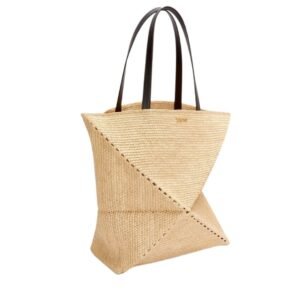LOEWE XL PUZZLE FOLD TOTE BAG IN RAFFIA