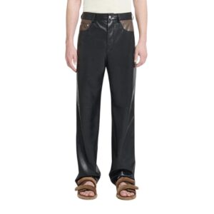 NANUSHKA ARIC OKOBOR ALT-LEATHER PANTS SHIITAKE/BLACK