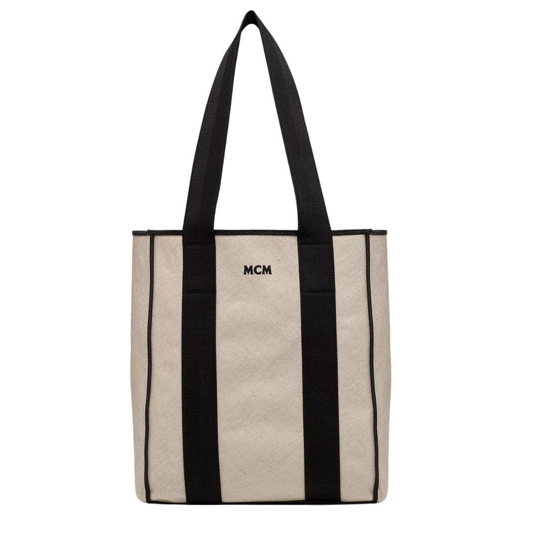 MCM REVERSIBLE DIAMOND TOTE IN CANVAS LEATHER MIX BLACK - Image 4