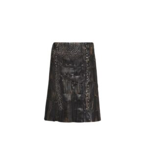 PRADA NAPPA LEATHER PATCHORK SKIRT