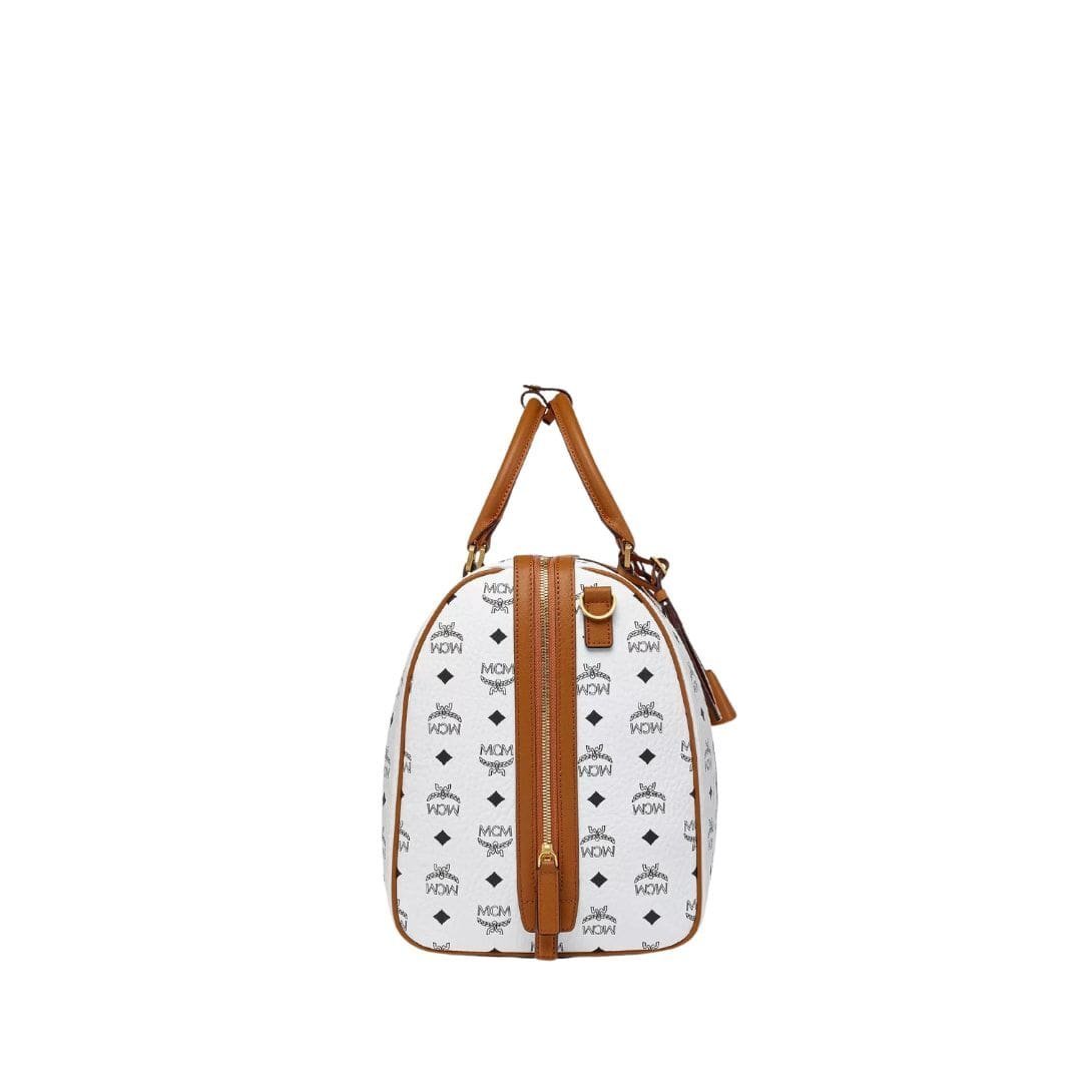 MCM OTTOMAR WEEKENDER BAG IN MEGA LAUREL VISETOS WHITE - Image 5