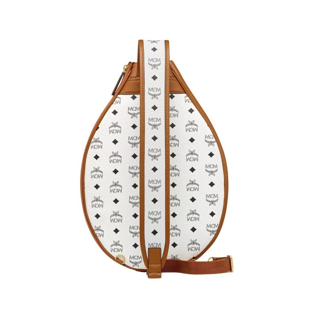 MCM TENNIS RACKET COVER IN MEGA LAUREL VISETOS WHITE - Image 5