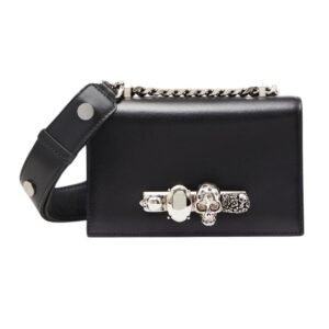 ALEXANDER MCQUEEN WOMANS THE BIKER MINI JEWELLED SATCHEL IN BLACK
