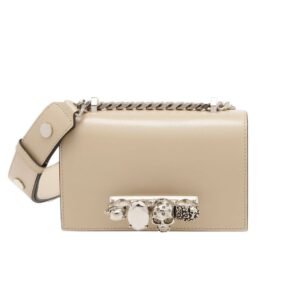 ALEXANDER MCQUEEN WOMANS THE BIKER MINI JEWELLED SATCHEL IN CAMEL
