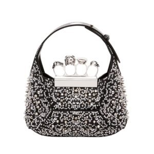ALEXANDER MCQUEEN WOMENS THE JEWELLED HOBO MINI BAG IN BLACK