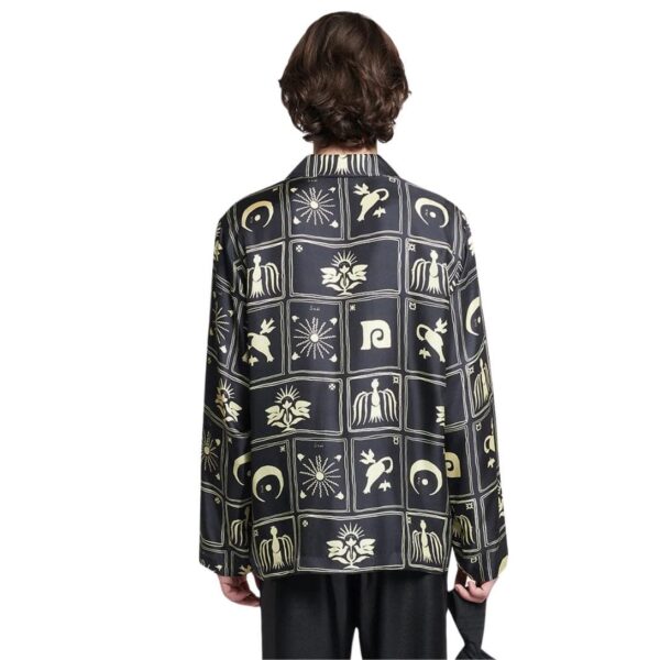 NANUSHKA JELMER PRINTED SILK-TWILL SHIRT FOLK ART BLACK - Image 4