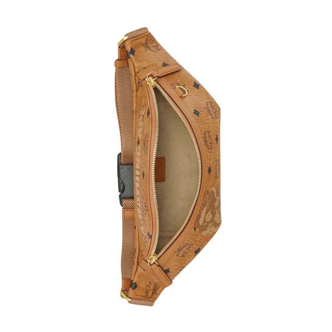 MCM SMALL X BAPE FURSTEN BELT BAG IN VISETOS COGNAC - Image 5