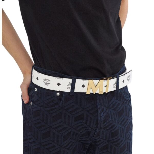 MCM CLAUS M REVERSIBLE BELT 1.75" IN VISETOS WHITE/GOLD - Image 4