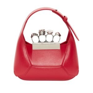 ALEXANDER MCQUEEN WOMENS THE JEWELLED HOBO MINI BAG IN WELSH RED