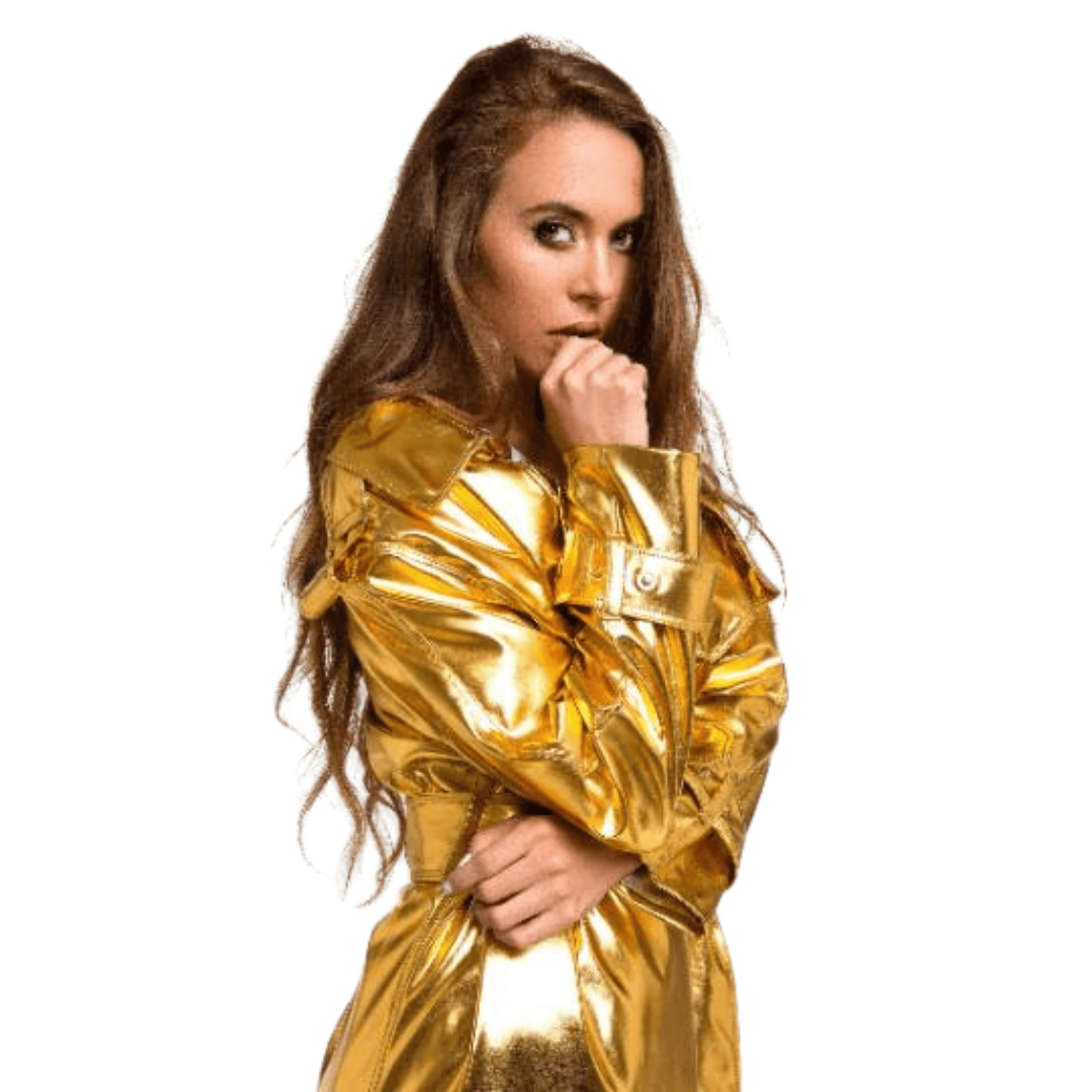 Gold Leather Coat Women - Image 5