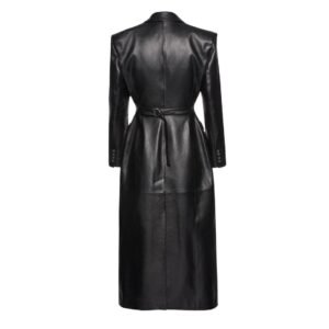 MAGDA BUTRYM LEATHER HOURGLASS COAT IN BLACK