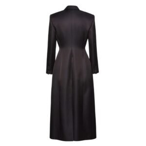 MAGDA BUTRYM HOURGLASS SINGLE BREASTED SILK COAT IN BLACK