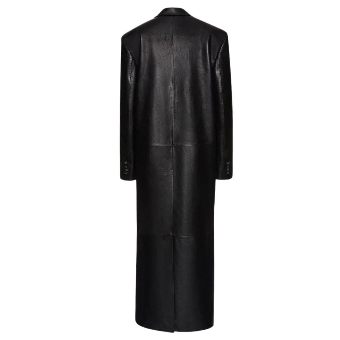 MAGDA BUTRYM SINGLE BREASTED LEATHER COAT IN BLACK - Image 2