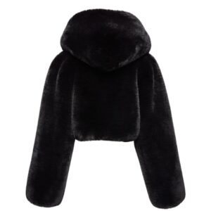 MAGDA BUTRYM FAUX FUR HOODED JACKET IN BLACK