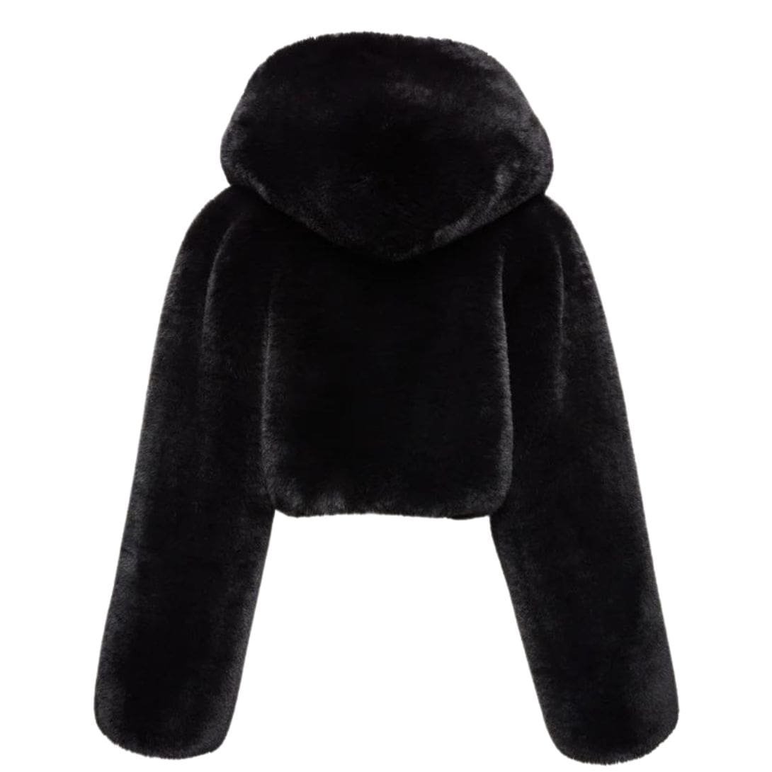 MAGDA BUTRYM FAUX FUR HOODED JACKET IN BLACK - Image 2