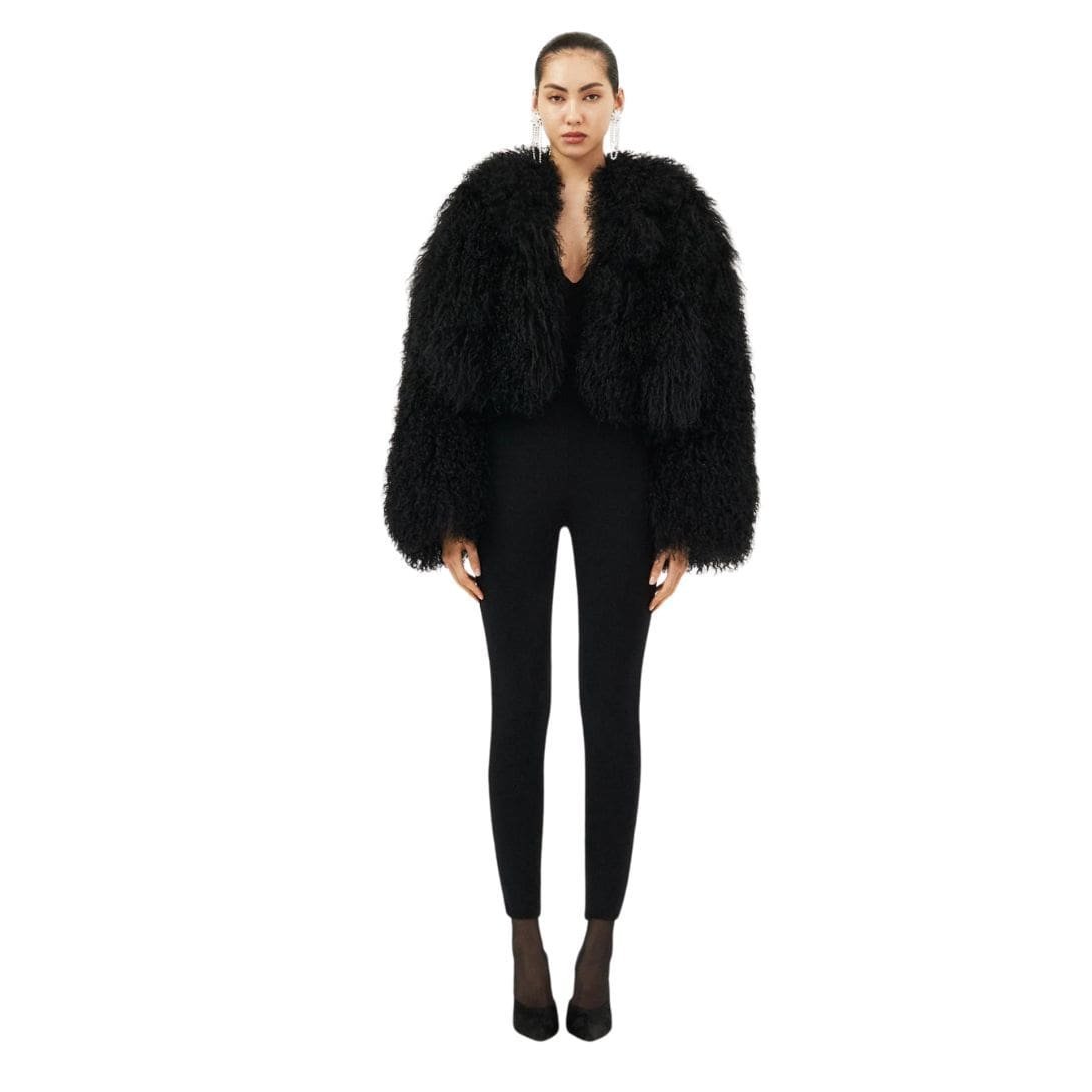 MAGDA BUTRYM SHORT SHAG SHEARLING COAT IN BLACK - Image 2