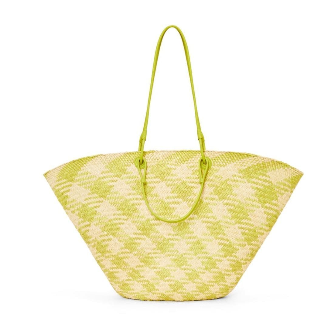 LOEWE LARGE ANAGRAM BASKET BAG IN IRACA PALM AND CALFSKIN - Image 3