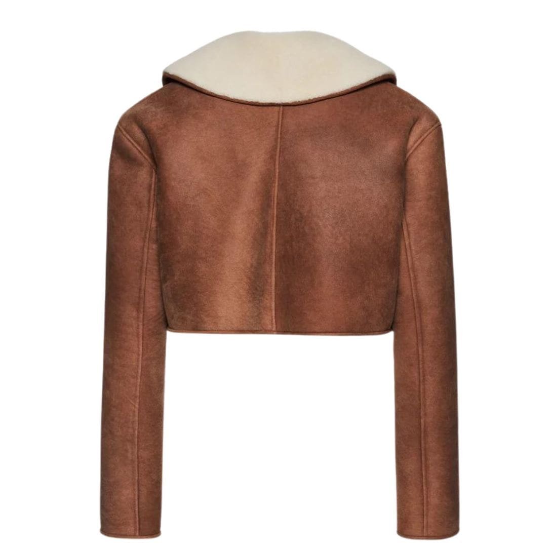 MAGDA BUTRYM CROPPED SHEARLING JACKET IN BEIGE - Image 2