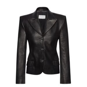 MAGDA BUTRYM FITTED LEATHER BLAZER IN BLACK