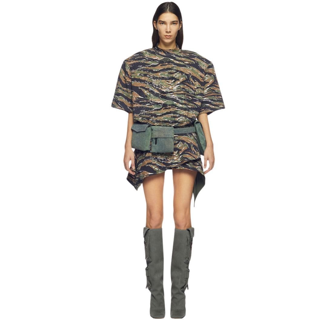 THE ATTICO MILITARY AND LIGHT BROWN MINI SKIRT - Image 3