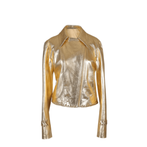 Gold Leather Jacket Women